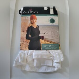 Cuddl Duds CottonWear Long Sleeve Scoop Neck Top White